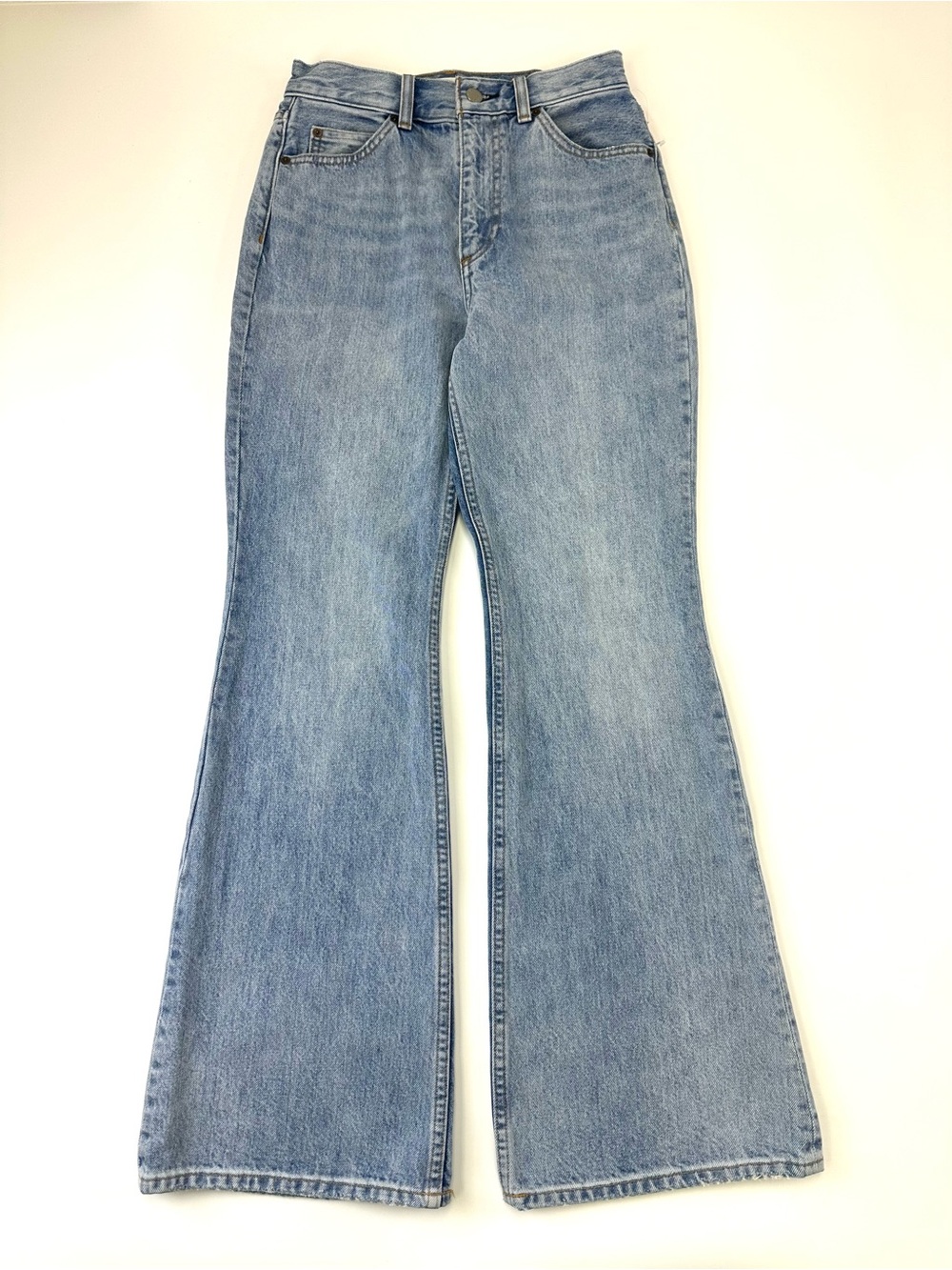 Denim Forum Marlene 60s High Rise Flare Jeans 25 30L Organic Cotton